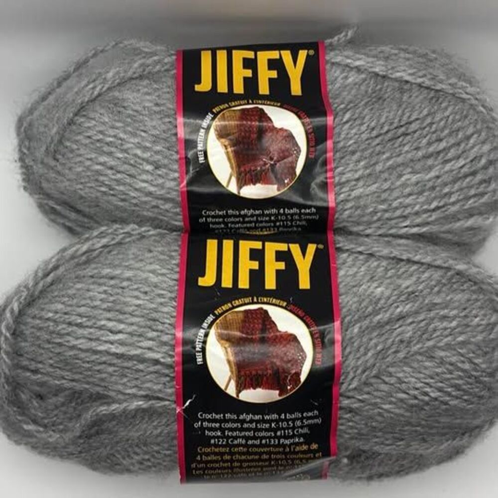 Lion Brand Jiffy Yarn - Silver Heather (2 Skeins)